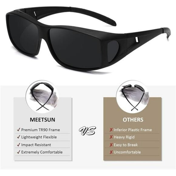 Fit Over Sunglasses Polarized Wrap Around UV400 Unisex Over Glasses Shades - Picture 5 of 7